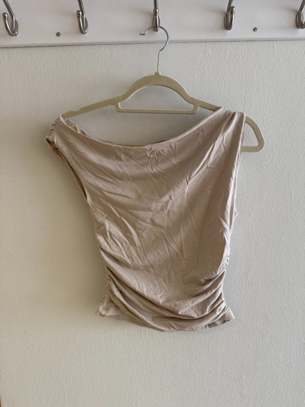 Abercrombie & Fitch Off Shoulder Cream/Grey Women's Top Blouse XS